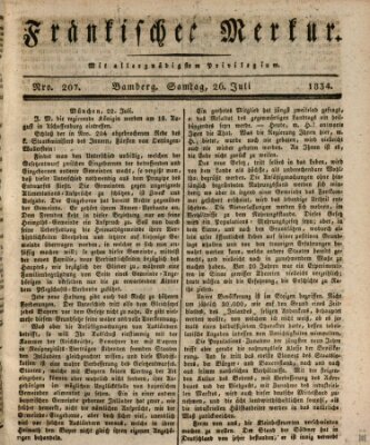 Fränkischer Merkur (Bamberger Zeitung) Samstag 26. Juli 1834