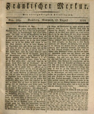Fränkischer Merkur (Bamberger Zeitung) Mittwoch 27. August 1834