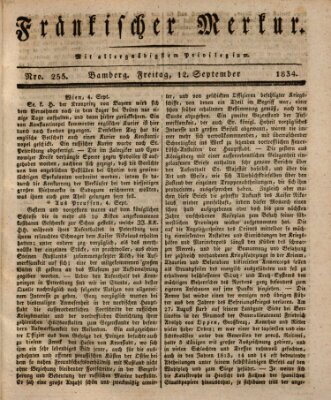 Fränkischer Merkur (Bamberger Zeitung) Freitag 12. September 1834