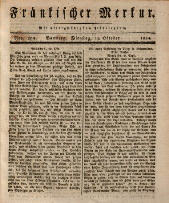 Fränkischer Merkur (Bamberger Zeitung) Dienstag 21. Oktober 1834