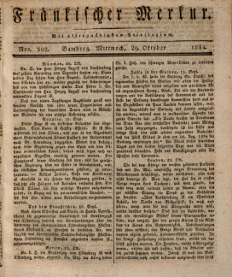 Fränkischer Merkur (Bamberger Zeitung) Mittwoch 29. Oktober 1834