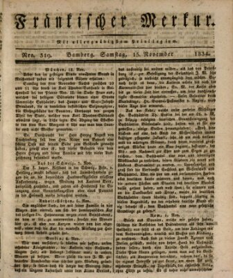 Fränkischer Merkur (Bamberger Zeitung) Samstag 15. November 1834