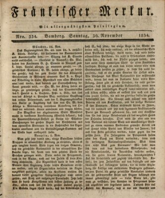 Fränkischer Merkur (Bamberger Zeitung) Sonntag 30. November 1834