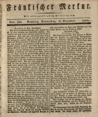 Fränkischer Merkur (Bamberger Zeitung) Donnerstag 11. Dezember 1834