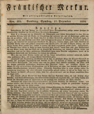 Fränkischer Merkur (Bamberger Zeitung) Samstag 27. Dezember 1834