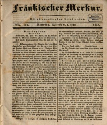 Fränkischer Merkur (Bamberger Zeitung) Mittwoch 1. Juli 1835