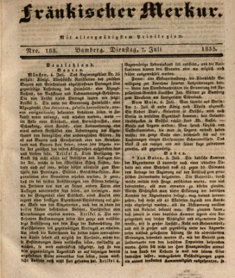 Fränkischer Merkur (Bamberger Zeitung) Dienstag 7. Juli 1835