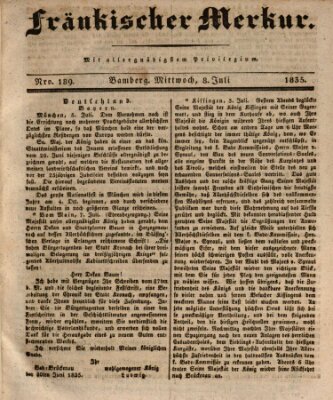 Fränkischer Merkur (Bamberger Zeitung) Mittwoch 8. Juli 1835