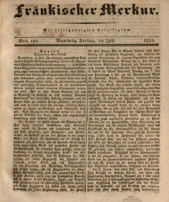 Fränkischer Merkur (Bamberger Zeitung) Freitag 10. Juli 1835