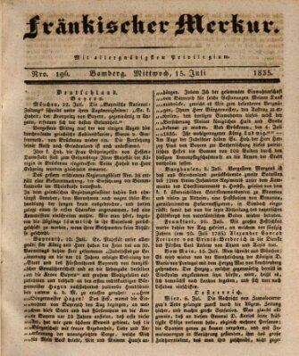Fränkischer Merkur (Bamberger Zeitung) Mittwoch 15. Juli 1835