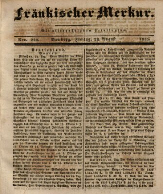 Fränkischer Merkur (Bamberger Zeitung) Freitag 28. August 1835