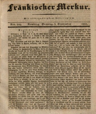 Fränkischer Merkur (Bamberger Zeitung) Sonntag 6. September 1835