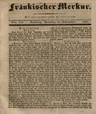 Fränkischer Merkur (Bamberger Zeitung) Sonntag 13. September 1835
