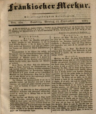Fränkischer Merkur (Bamberger Zeitung) Montag 21. September 1835