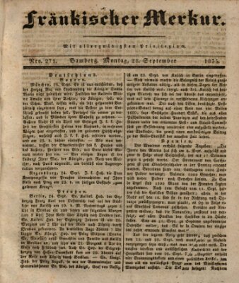 Fränkischer Merkur (Bamberger Zeitung) Montag 28. September 1835