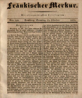Fränkischer Merkur (Bamberger Zeitung) Sonntag 25. Oktober 1835