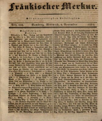 Fränkischer Merkur (Bamberger Zeitung) Mittwoch 4. November 1835