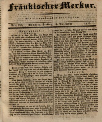 Fränkischer Merkur (Bamberger Zeitung) Freitag 4. Dezember 1835