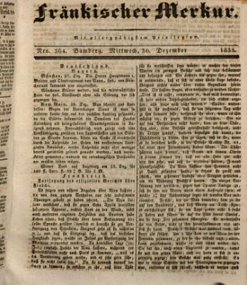 Fränkischer Merkur (Bamberger Zeitung) Mittwoch 30. Dezember 1835