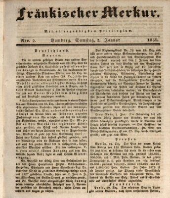 Fränkischer Merkur (Bamberger Zeitung) Samstag 2. Januar 1836