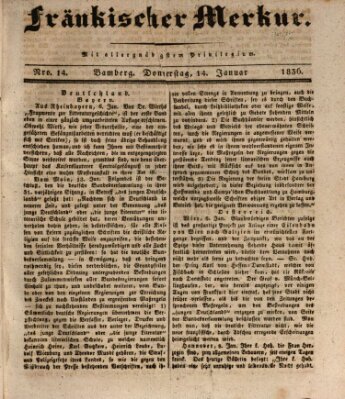Fränkischer Merkur (Bamberger Zeitung) Donnerstag 14. Januar 1836