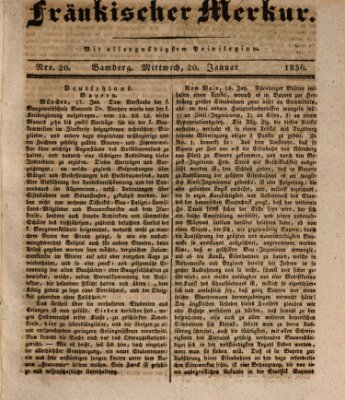 Fränkischer Merkur (Bamberger Zeitung) Mittwoch 20. Januar 1836
