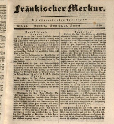 Fränkischer Merkur (Bamberger Zeitung) Sonntag 24. Januar 1836