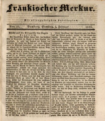 Fränkischer Merkur (Bamberger Zeitung) Samstag 6. Februar 1836