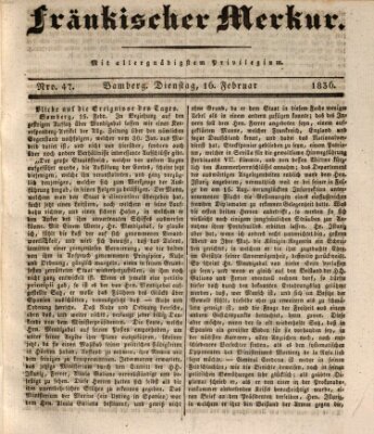 Fränkischer Merkur (Bamberger Zeitung) Dienstag 16. Februar 1836
