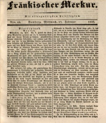 Fränkischer Merkur (Bamberger Zeitung) Mittwoch 17. Februar 1836
