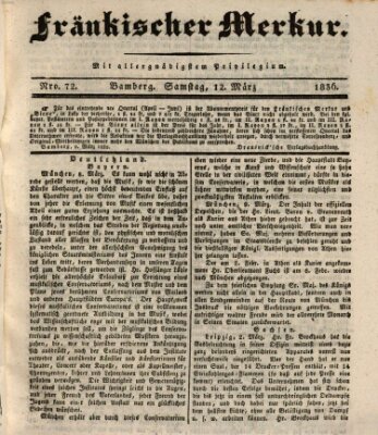 Fränkischer Merkur (Bamberger Zeitung) Samstag 12. März 1836