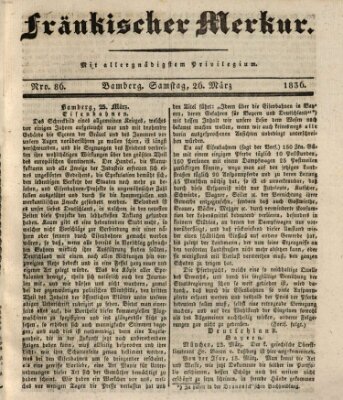 Fränkischer Merkur (Bamberger Zeitung) Samstag 26. März 1836