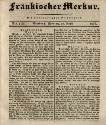 Fränkischer Merkur (Bamberger Zeitung) Montag 25. April 1836