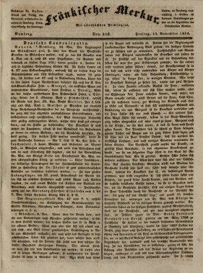 Fränkischer Merkur (Bamberger Zeitung) Freitag 11. November 1836