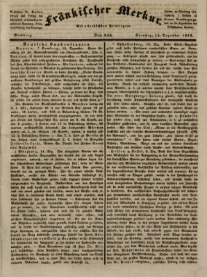 Fränkischer Merkur (Bamberger Zeitung) Dienstag 13. Dezember 1836
