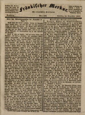 Fränkischer Merkur (Bamberger Zeitung) Samstag 24. Dezember 1836