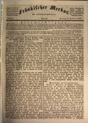 Fränkischer Merkur (Bamberger Zeitung) Freitag 17. Februar 1837