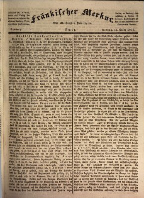 Fränkischer Merkur (Bamberger Zeitung) Sonntag 12. März 1837
