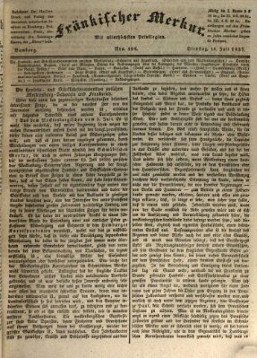 Fränkischer Merkur (Bamberger Zeitung) Dienstag 18. Juli 1837