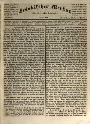 Fränkischer Merkur (Bamberger Zeitung) Donnerstag 17. August 1837