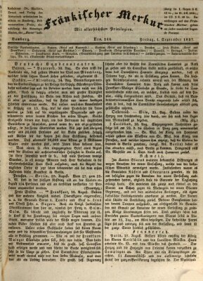 Fränkischer Merkur (Bamberger Zeitung) Freitag 1. September 1837