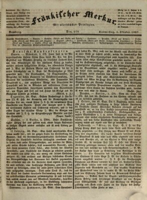 Fränkischer Merkur (Bamberger Zeitung) Donnerstag 5. Oktober 1837