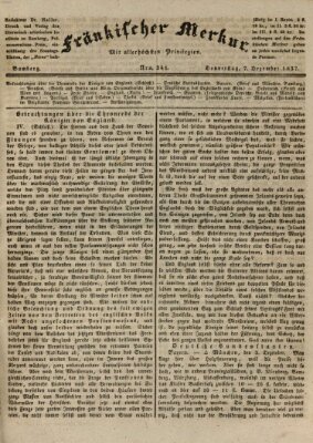 Fränkischer Merkur (Bamberger Zeitung) Donnerstag 7. Dezember 1837