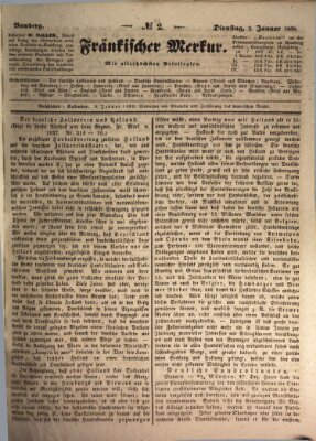 Fränkischer Merkur (Bamberger Zeitung) Dienstag 2. Januar 1838