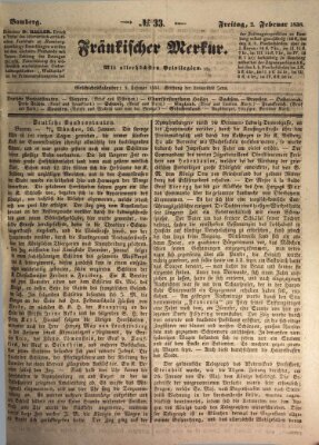 Fränkischer Merkur (Bamberger Zeitung) Freitag 2. Februar 1838