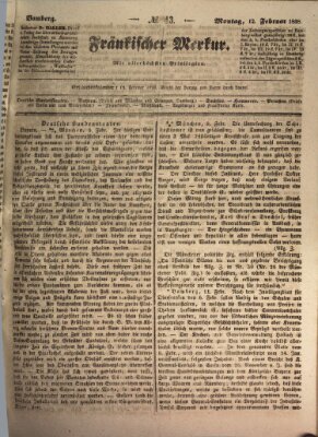 Fränkischer Merkur (Bamberger Zeitung) Montag 12. Februar 1838