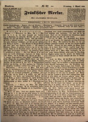 Fränkischer Merkur (Bamberger Zeitung) Montag 2. April 1838