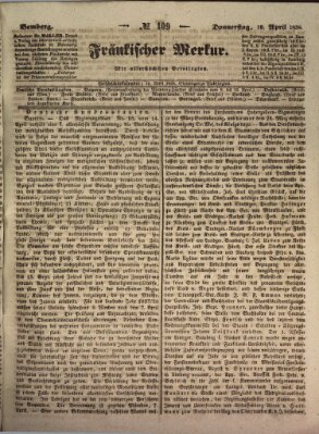 Fränkischer Merkur (Bamberger Zeitung) Donnerstag 19. April 1838