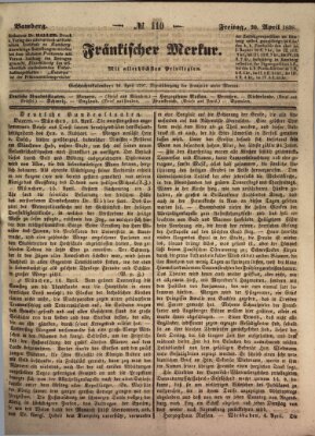 Fränkischer Merkur (Bamberger Zeitung) Freitag 20. April 1838