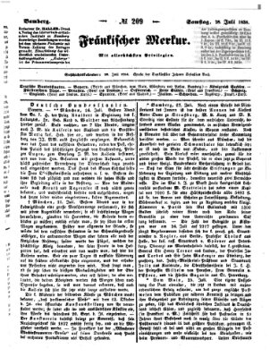 Fränkischer Merkur (Bamberger Zeitung) Samstag 28. Juli 1838